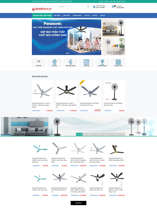 Thiết kế website bán quạt trần